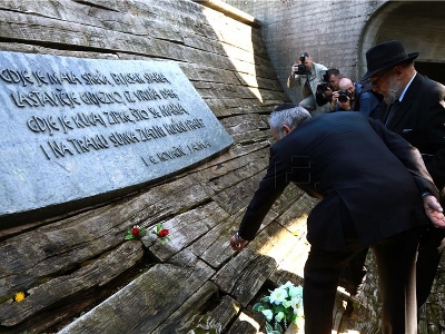 Komemoracija jasenovačkih žrtava u organiziraciji Koordinacije židovskih općina. Na slici Ognjen Kraus i Luciano Moše Prelević. Foto Hina/ Dario GRZELJ