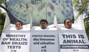 Indijski aktivisti udruge People for the Ethical Treatment of Animals (PETA) prosvjeduju za prava životinja, New Delhi, arhivska snimka,  EPA/RAJAT GUPTA