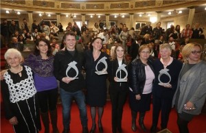 Na fotografiji dobitnici Marijana Jergović, Matej Ilić Buljan, Martina Hodinj, Marija Fulgosi. foto HINA/ Denis CERIĆ /dc