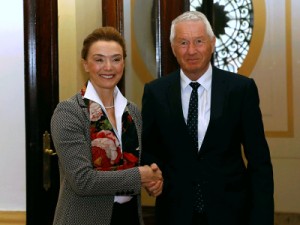 Na fotografiji Marija Pejčinović Burić, Thornbjorn Jagland. foto HINA/ Lana SLIVAR DOMINIĆ