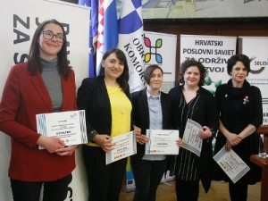 Dobitnice potpore programa Odvažna: Jelena Bikić, Nikolina Belančić Arki, Diana Bekavac, Petra Glad i Tamara Jurković, foto: Ranko Šuvar / CROPIX 