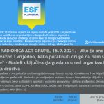 Online radionica ACT grupe: Modeli uključivanja građana u rad organizacija civilnoga društva