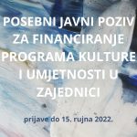 ​Grad Zagreb: Posebni Javni poziv za financiranje programa Kulture i umjetnosti u zajednici