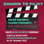 Filmski forum - prijave na besplatne online radionice filmske pismenosti za mlade